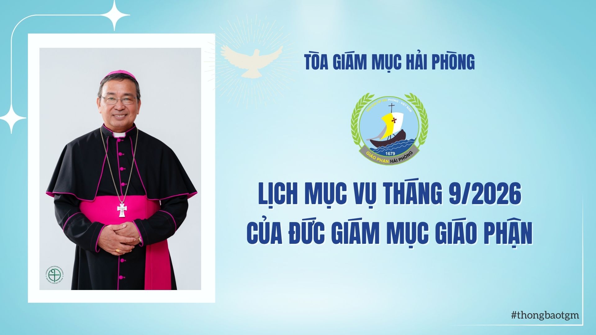 Lịch mục vụ của Đức cha Giáo phận trong tháng 09/2026